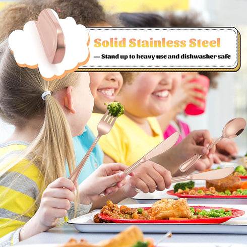 E-far 12-Piece Copper Kids Silverware Set, Stainless Steel Toddler Utensils, Includes Forks, Spoons, Knives