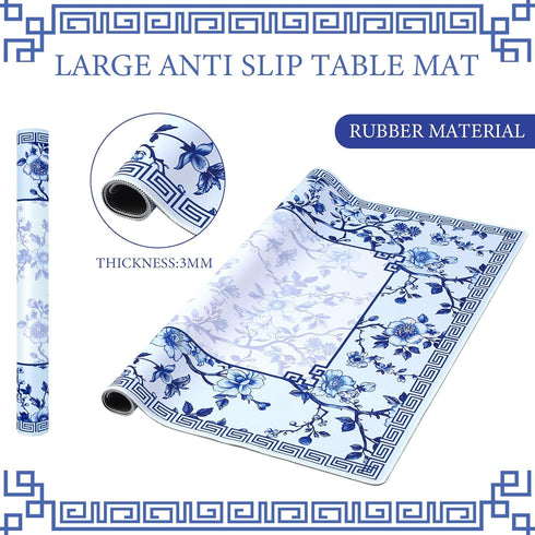 Sonwyoung 1 31.5" 31.5" Chinoiserie Mahjong Mat with Carrying Bag x Blue and White Rubber Anti Slip and Noise Reduction