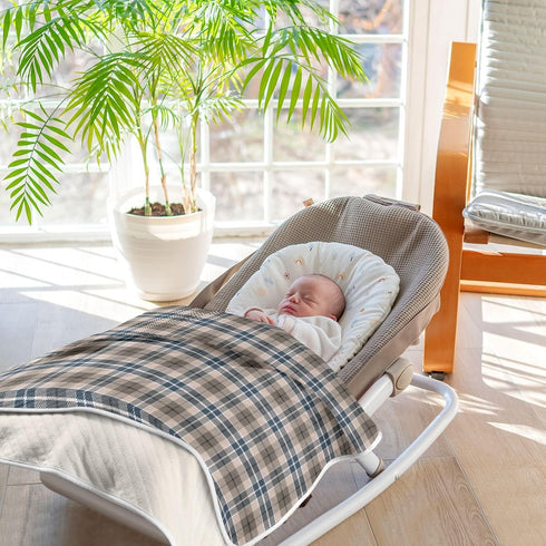 CHUROUSY 30x40 Inch Brown Plaid Checkered Baby Blanket for Boys Girls Geometric Gingham Nursery Swaddling Wrap Rustic