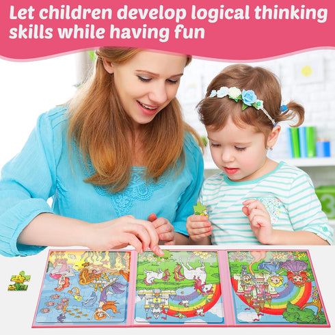 Magnetic Puzzles for Toddlers 3-5,36 Pieces Travel Puzzles Games for Kids,Airplane Car Road Trip Activities,Preschool Learning,Princess Magnet Toys for 3 4 5 6 Year Old Girls Birthday
