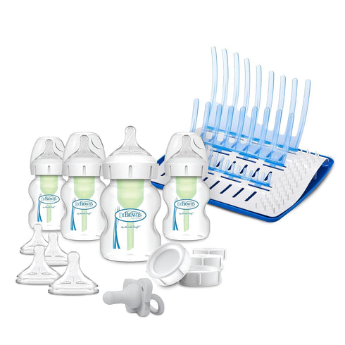 Dr. Brown's Natural Flow Anti-Colic Baby Feeding Set with Folding Drying Rack