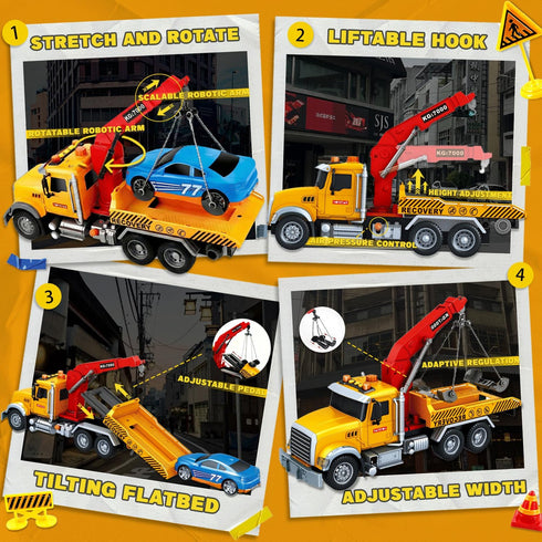 3 4 5 6 1:12 SMILESSKIDDO Toddler Boy Toys for Year Old - Large Friction Powered Tow Truck with Light & Sound, Sports