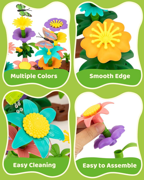 183 Set 3 4 5 6 7 Flower Garden Building Toys for Girls: PCS Kids Gardening Kit Gifts for Year Old Toddler