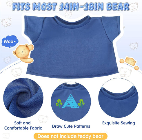 Skylety 6 Pcs Bear Clothes Basic Bear Tee Shirt Classic Stuffed Animal T Shirt Plush Bear T Shirt Crew Neck Bear Clothes for Stuffed Bears Doll with 14 - 18 Inch(Blue)