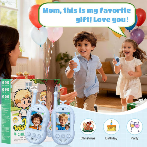 Gofunly Kids-2 Pack, 3-12 Video Walkie Talkies for Kids Walkies Talkies with Voice Changer & Sticker Effect