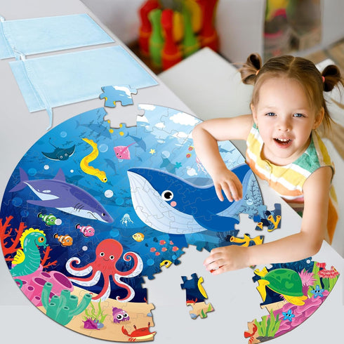 Jumbo 22.8 inch Floor Puzzle for Kids Under The Sea, 71Pcs Ocean Theme Educational Toys for 4-6 Years