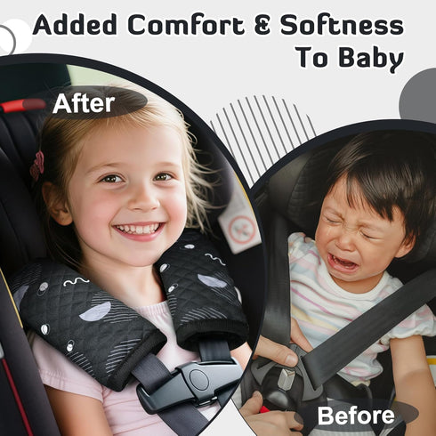 INFANZIA Car Seat Strap Covers for Infants Babies, Soft Carseat Shoulder Pads for Kids, Double-Sided Use Seatbelt