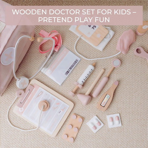 Set 3-5 Wooden Doctor Play for Toddlers - A Complete Durable Pretend Play Medical Kit for Kids with Realistic