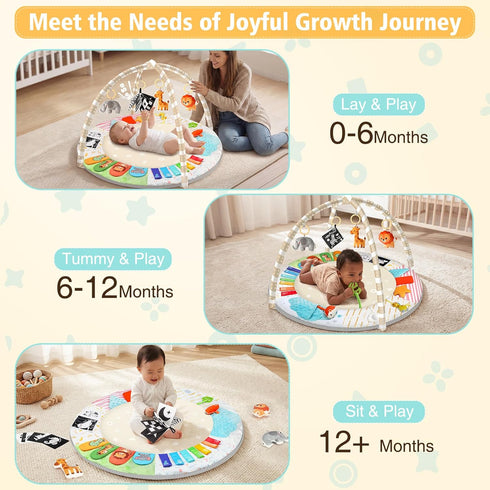 Tummy 0-3-6-18 6 5 URMYWO Time Mat - Comfortable Baby Floor Play Mat Activity Gym for Months, Developmental Zones