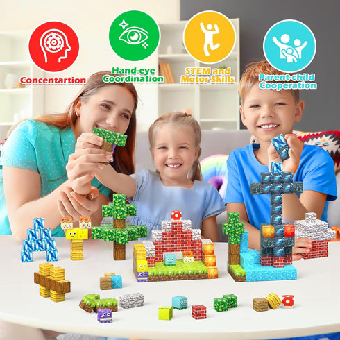 Styleeasy 200PCS Set, 3+ Magnetic Blocks - Magnetic Building Blocks Classroom Must Haves Magnet Sensory Autism Toys