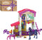 Winner's Stable Camp Clover Barn Playset by Just Play, 33-Pieces, Extending Barn with Horse Figure and Doll, Ages 3 Up