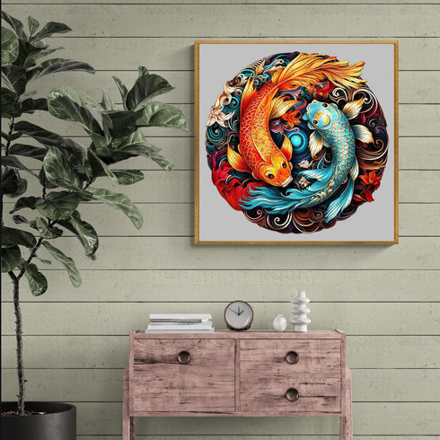 Wooden Puzzles for Adults, Yin Yang Fish (S-100pcs) Unique Shaped Animal Wood Puzzles, Birthday Gifts