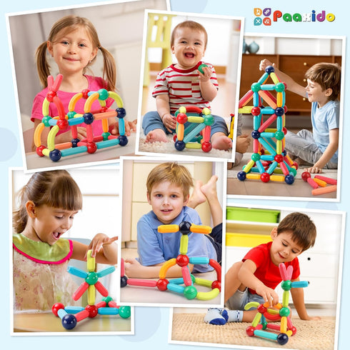 3+, Paaxido Magnetic Building Blocks - STEM Learning Toys for Kids Montessori Sensory Toys with Stronger Magnets