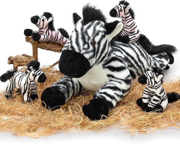 Tezituor 5pcs Wildlife Zebra Stuffed Animals Set, 25 inch Realistic Stuffed Zebra