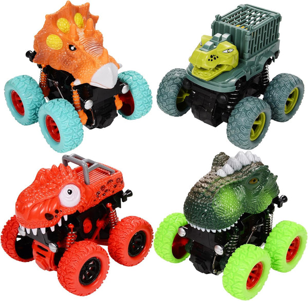Dinosaur Toys for 2-5 Year Old Boys - Push & Pull Friction Powered Dinosaur Monster Truck Vehicles for Toddlers