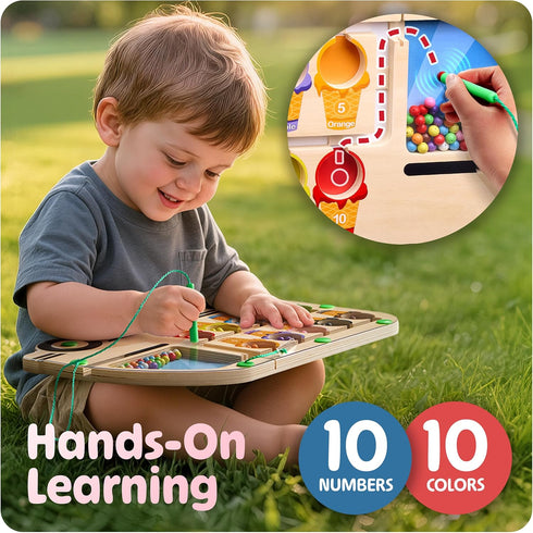 1-10 Counting 10 Super Fun Ice Cream Truck Magnetic Color & Number Maze Adventure Toy - For Toddlers and Kids