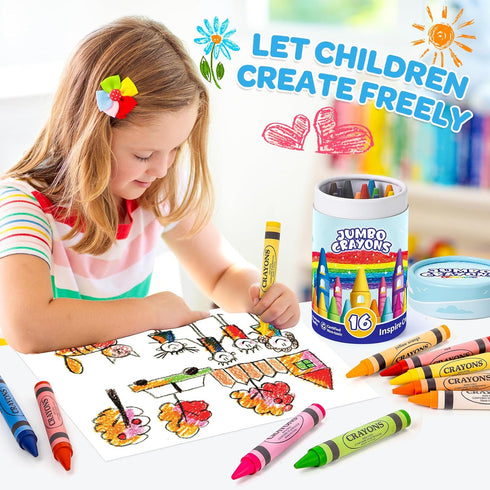 16 4-8, Colors Jumbo Crayons for Toddlers, Washable Easy to Hold Large Crayons for Kids Ages Non-Toxic Crayon