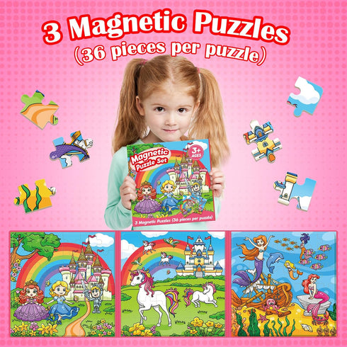 36 Pieces Magnetic Puzzles for Toddlers 3-5, Airplane Car Road Trip Activities for Kids 3-6 Years