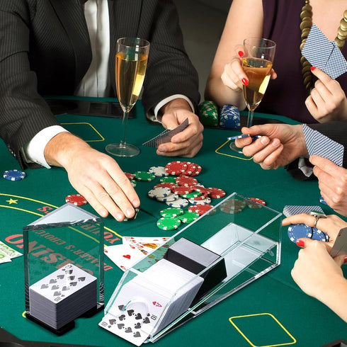 Honoson Blackjack Shoe and Discard Tray, Clear Acrylic Card Dispenser for Playing Cards Discard Holder