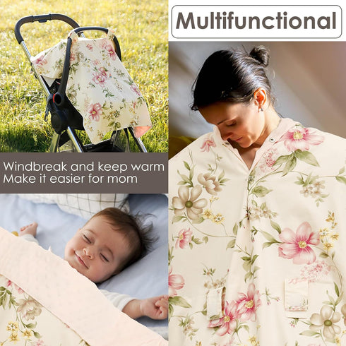 blackonvlm Summer Muslin Carseat Cover for Babies, Breathable Multi-use Infant Carseat Cover Lightweight Stretchy Baby