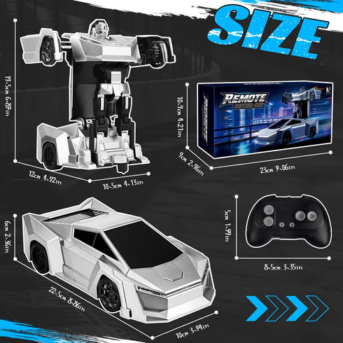 360 4-7 8-12 Sumsoltic Remote Control Car Transforming Robot Toys for Boys, Cyber Style RC Truck with One-Button