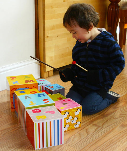 TOWO Wooden Stacking Boxes - Nesting and Sorting Cups, Numbers, Alphabet, Animals Blocks for Toddlers, Educational Toys