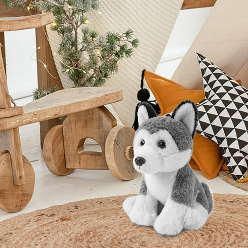 Realistic,9" Siberian Husky Dog Plush Stuffed Animals Dog Stuffed Animals Soft Cuddly Siberian Husky Stuffed Dog