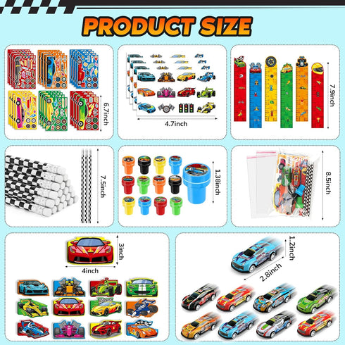 96Pcs Set BenLouis Race Car Party Favors Racing Theme School Stationery Bulk for Kids Fast Racecar Wheel Birthday Party