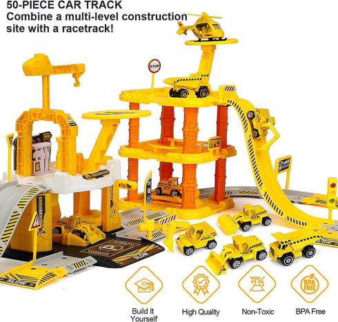 Set 3 4 5 6 TOY Life Construction Toys - Toy Construction Vehicles with Toy Trucks for Year Old Boys - Toy Car Garage