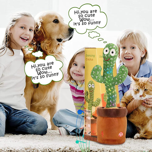 Emoin Dancing Cactus Baby Toy, Talking Cactus Mimicking Toy for 6 to 12 Months, LED English Sing Talking