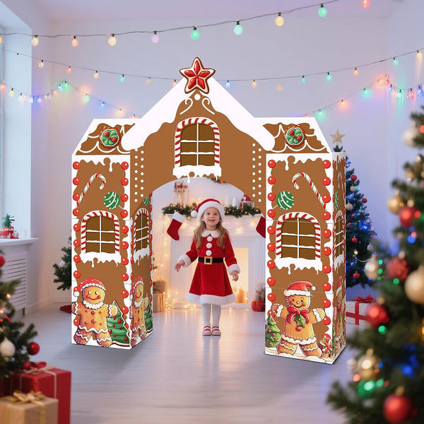 Bucherry 7 Pcs Gingerbread Playhouse Christmas Gingerbread House Decorations Christmas Cardboard Castle