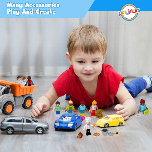 8 Toy Figures & Playsets, 2 Inch Play Peoples Set, Early Development Family Figurines for Kids 3+