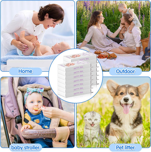 Tenceur 1800 Pcs Baby Disposable Diaper Sacks, Scented Bags with Easy Tie Handle for Baby Travel