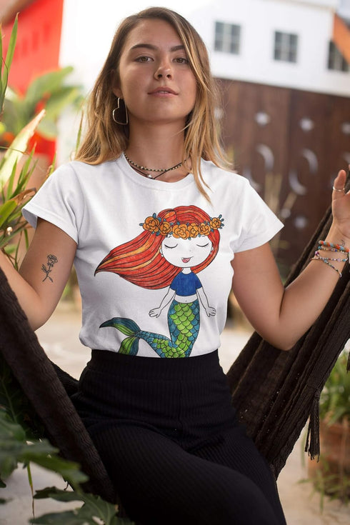 Mermaid Coloring Kit for Girls - DIY Shirt with 10 Fabric Markers and Alphabet Stencil