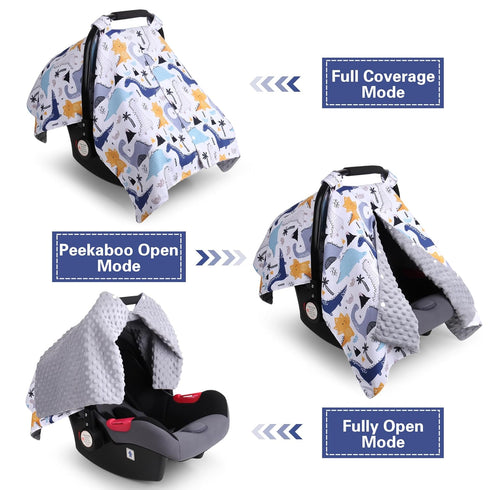 Rquite Baby Car Seat Cover, Carseat Covers Baby Boy, Minky Infant Car Seat Cover Winter, Peekaboo Opening Car Seat