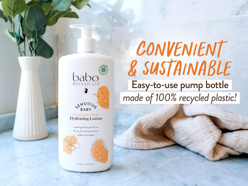 BABO Botanicals Sensitive Baby Fragrance-Free Daily Hydrating Baby Lotion - Shea Butter & Jojoba Oil - for Body & face