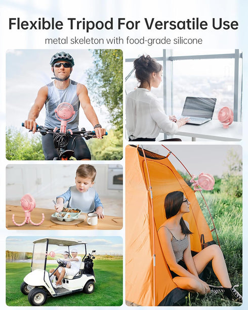 360 3 Coohea Stroller Fan Rechargeable Battery Powered Portable Fans, Head Detachable Rotatable Clip on Fan, Speed