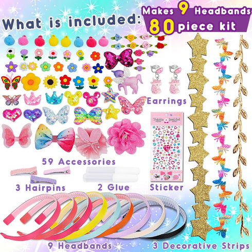 SUYUKI 4-12 DIY Hair Accessories Kit - Make Your Own Fashion Headbands for Kids