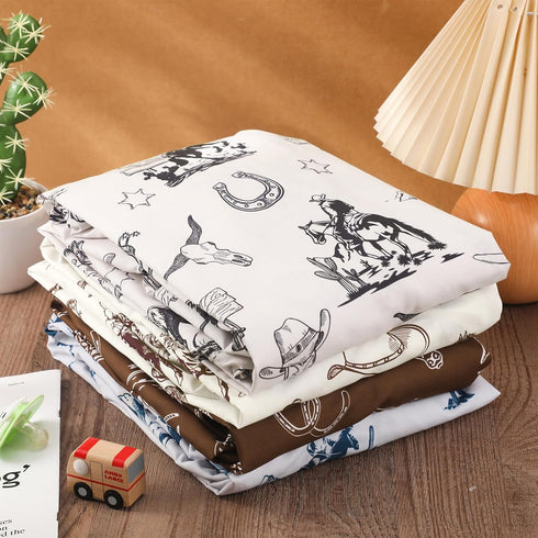 VitalCozy 4 Set 52 28 8 Inches Pcs Vintage Western Cowboy Crib Sheet Newborn Bedding Nursery Baby Sheets for Girl Boys