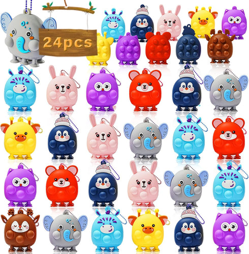 sdatoy 24 3D Pcs Party Favors for Kids, Animal Pop Fidget Toys Bulk, Sensory Bath Suction Toys for Toddlers, Carnival