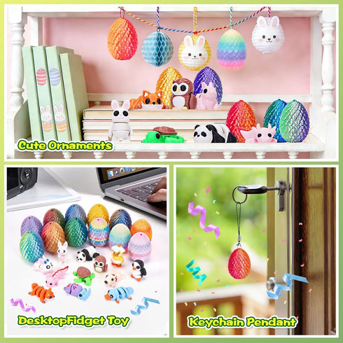 YILCER Mini Dragon Eggs & Animals Prefilled Easter Eggs Easter Basket Essentials&Stuffers Surprise Toy Eggs with Mini
