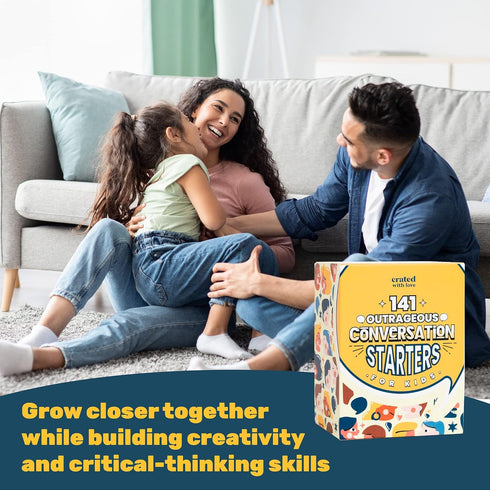 Crated with Love - 141 Outrageous Conversation Starters for Kids, Travel Games Card Deck for Family Topics