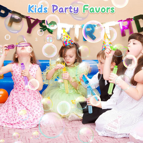 Jumlys 48 Pack Big Bubble Wands in 6 Colors - Bulk Party Favors for Kids, Ideal for School Prizes and Goodies