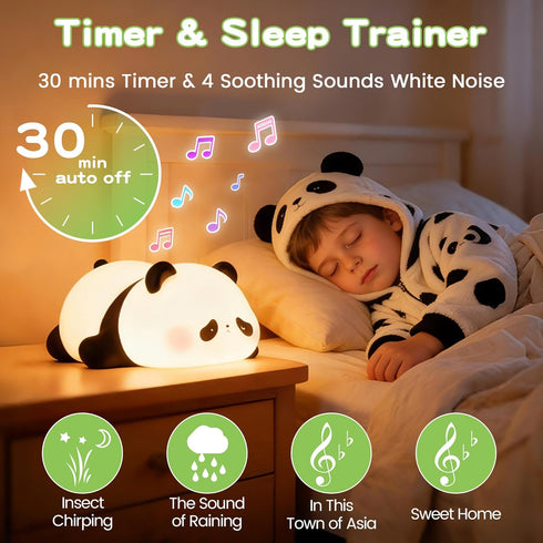 4 Sounds,Timer/Dimmable Cute Panda Night Light with White Noise, Sound Machine for Baby Sleeping Aid ,Toddler Sleep