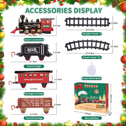 Sets Set 4 5 6 7 8 AuroTops Christmas Train for Around The Tree,Kids Train Steam Trains for Boys Girls,Sounds & Lights
