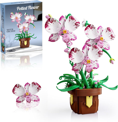 EITOLNR Flowers Botanicals Orchid Building Set - Artificial Flower Building Blocks for Adult