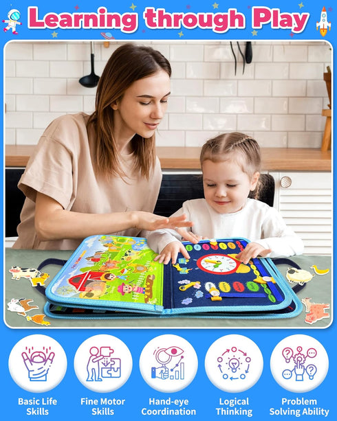 Gojmzo Busy Board Montessori Toys for Toddler Boy Birthday Gifts, Busy Book Sensory Toys for Toddlers, Learning