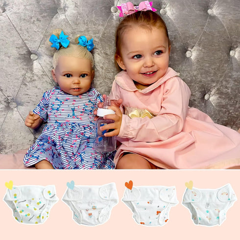 JIZHI 4 PCS Baby Doll Diapers, Underwear for 17-22 Inch Reusable Doll Diapers