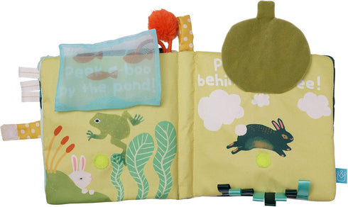 Manhattan Toy Peek-a-Boo Soft Crinkle Book with Tethered Bunny - Baby & Toddler Activity