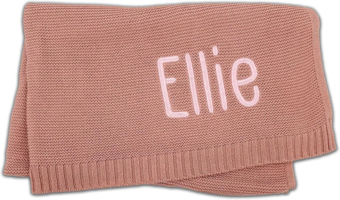 Hickory Hollow Designs Personalized Baby Blanket with Name, Baby Girl Gifts, Custom